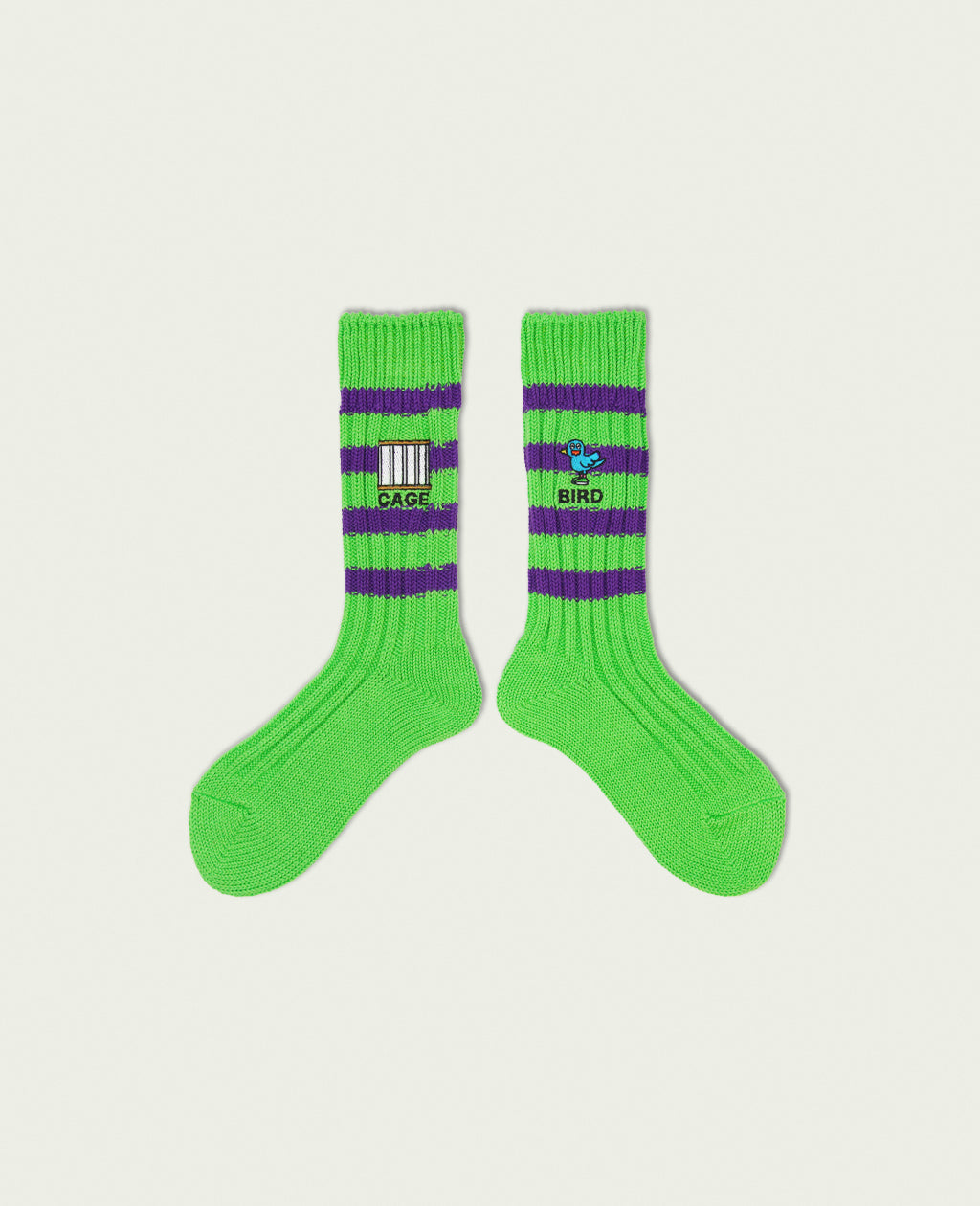ネゴシックスの靴下NEOGSOCKS(ネゴソックス) Heavyweight Socks Stripes | CAGE-BIRD(nego6)Green × Purple