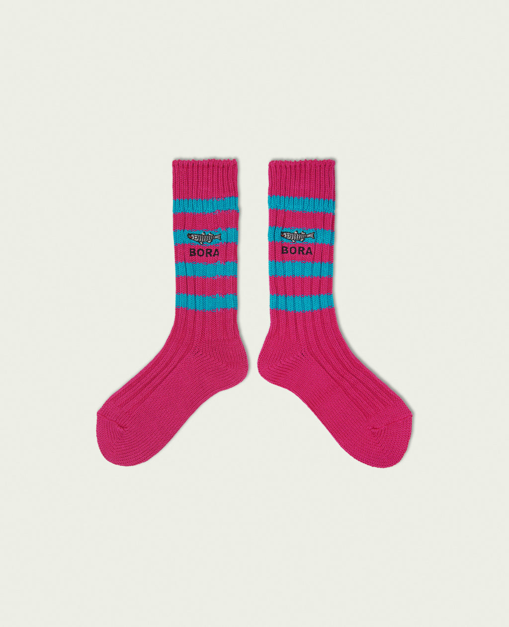 ネゴシックスの靴下NEOGSOCKS(ネゴソックス) Heavyweight Socks Stripes | BORA(nego6)Pink × Turquoise