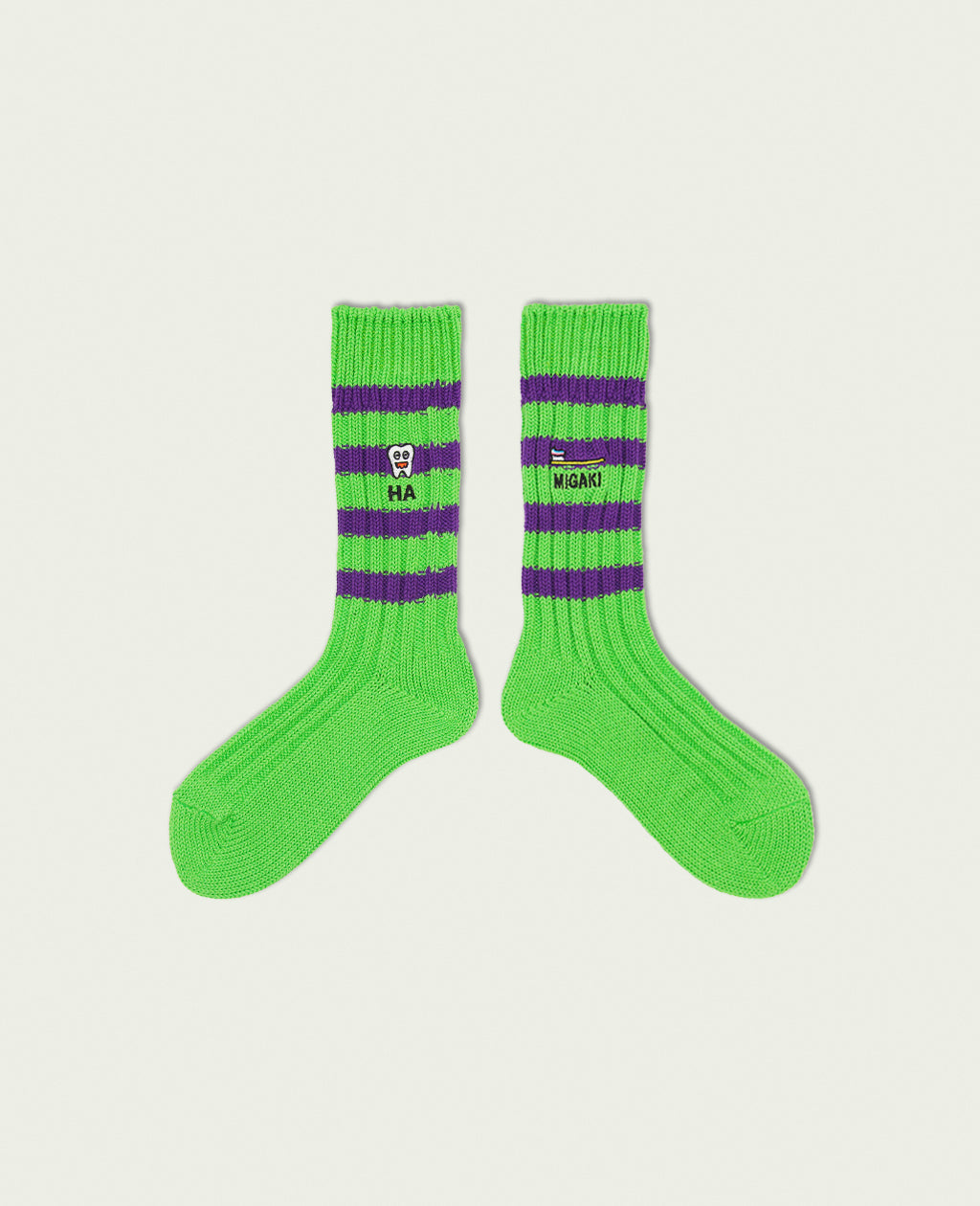 ネゴシックスの靴下NEOGSOCKS(ネゴソックス) Heavyweight Socks Stripes | HA-MIGAKI(nego6)Green × Purple