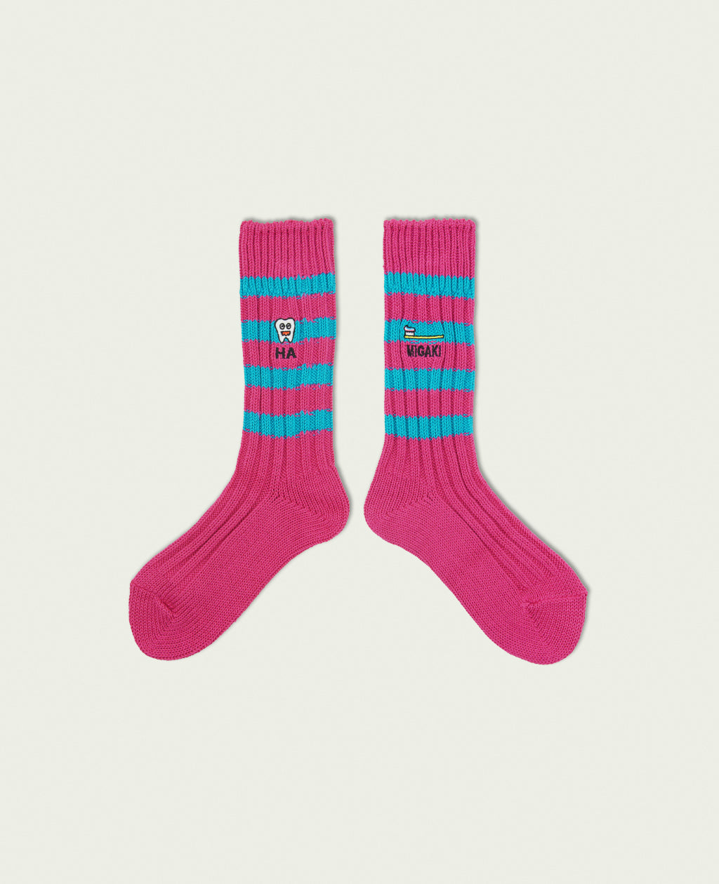 ネゴシックスの靴下NEOGSOCKS(ネゴソックス) Heavyweight Socks Stripes | HA-MIGAKI(nego6)Pink × Turquoise