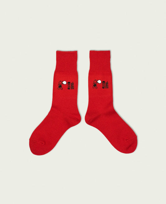 materi(マテリ) Socks | chewing gum cat(ミズノマサミ)Red / Women's