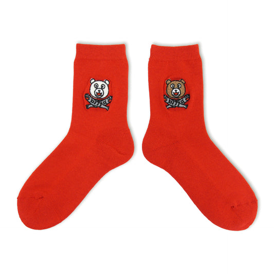 NEGOSOCKS パイルソックス　クマ　RED