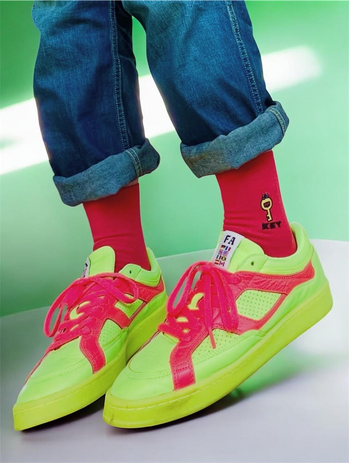 NEGOSOCKS パイルソックス　KEY×HOLE　RED