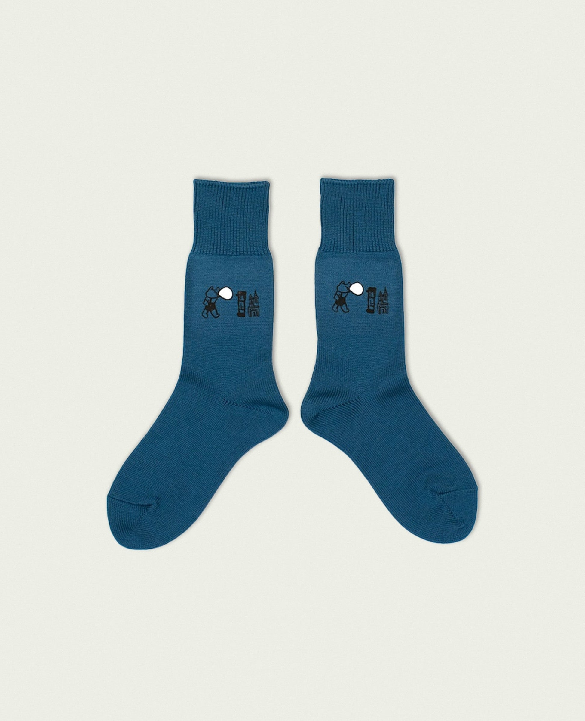 materi(マテリ) Socks | chewing gum cat（ミズノマサミ）Blue / Women's