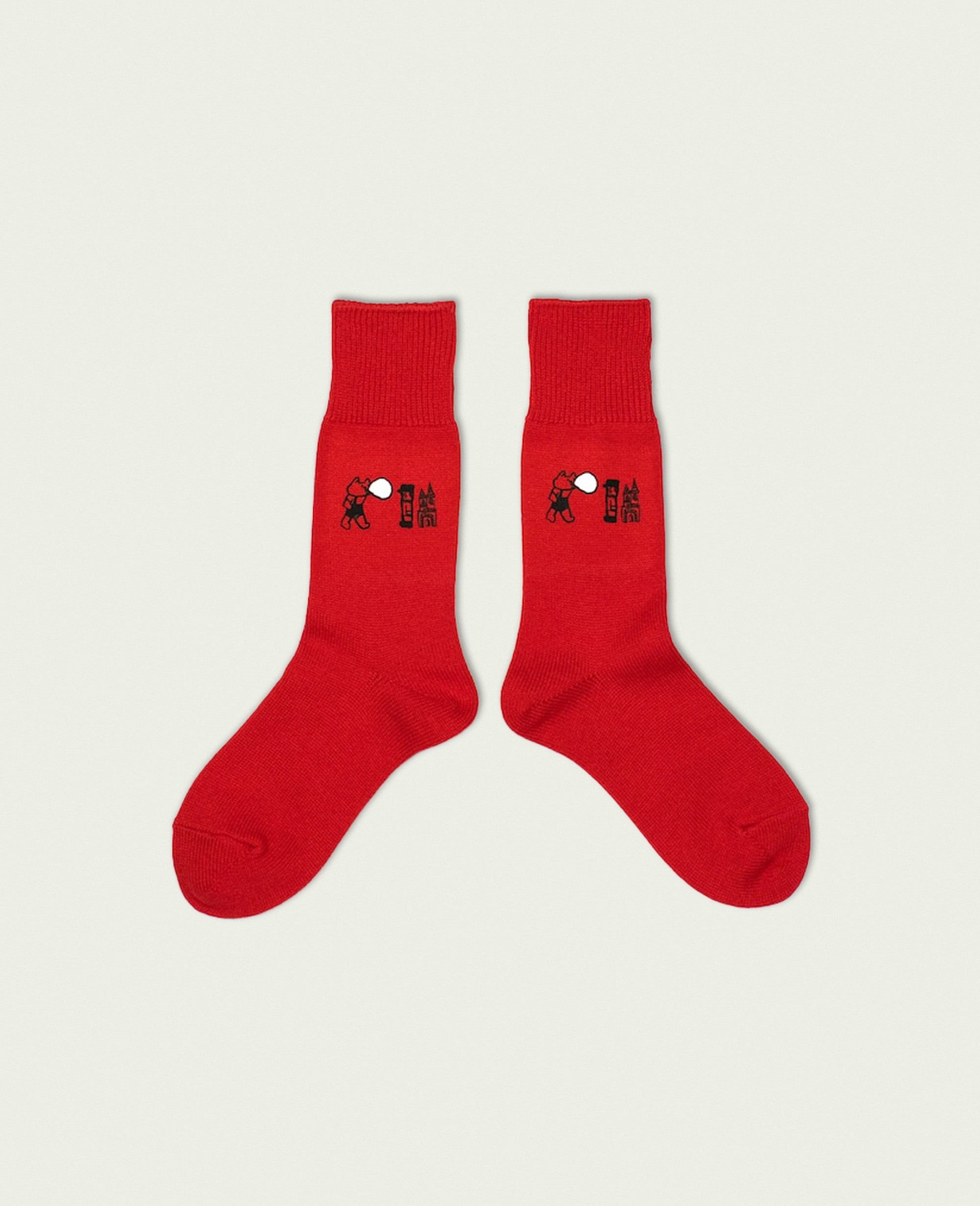 materi(マテリ) Socks | chewing gum cat（ミズノマサミ）Red / Women's